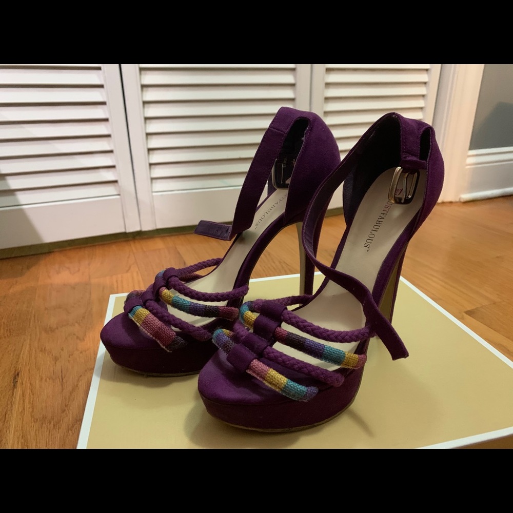 Just fab purple suede platform heels